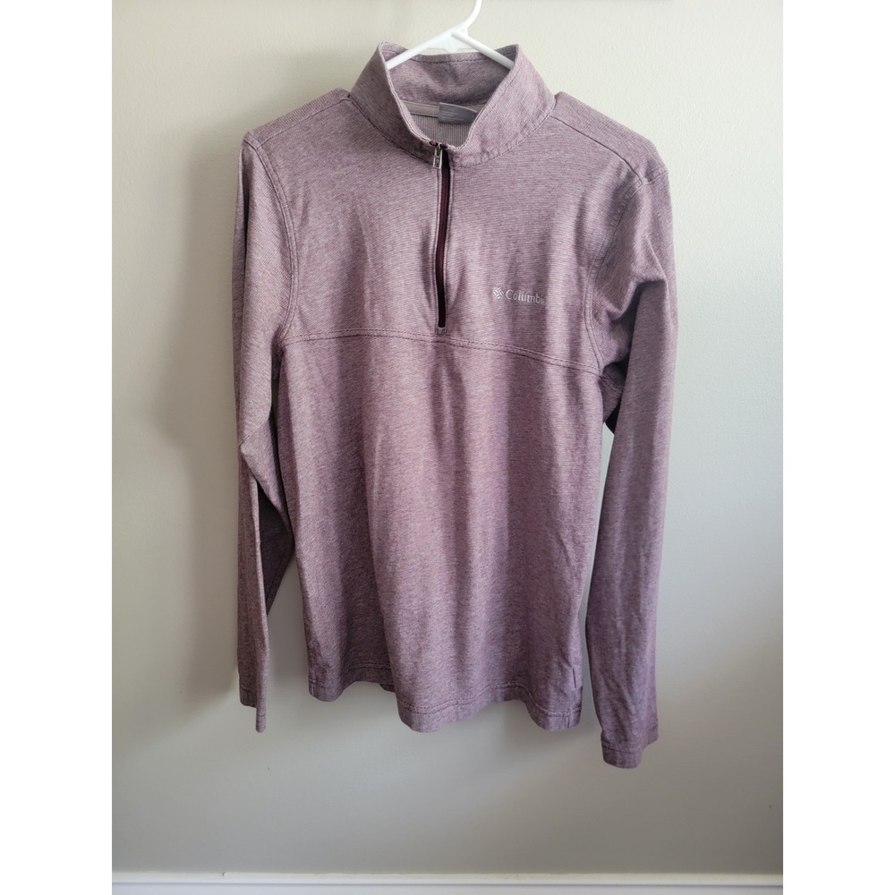 Columbia Men's Small 1/4 Zip L/S Maroon Pullover Basic Classic Casual Layer